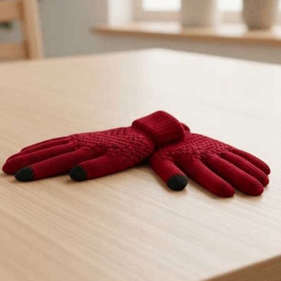 2/$21 Ladies Burgundy Red Winter Gloves - Picture 5 of 7